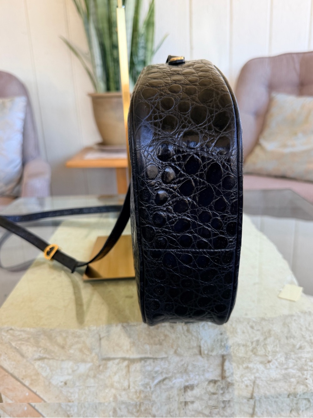 Ferragamo Croc Embossed Black Crossbody Bag💝💝💝 - Picture 5 of 9